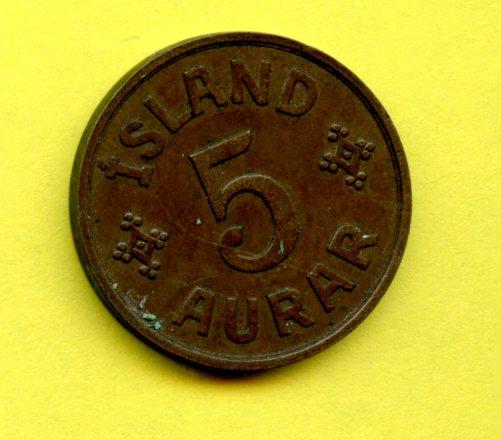 Iceland 5 Aurar Coin Dated 1940