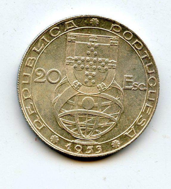 Portugal 20 Escudos Coin Dated 1953