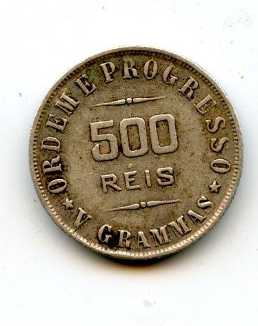 Brazil 500 Reis Coin Dated 1907