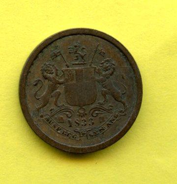 India British Bombay Presidency One Pie Coin Dated 1833