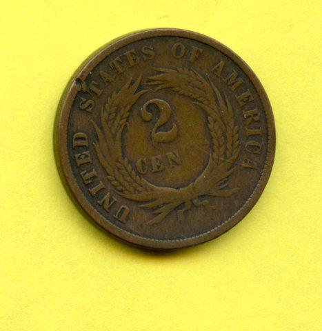U.S.A. United States of America Two Cents Coin Dated 1864