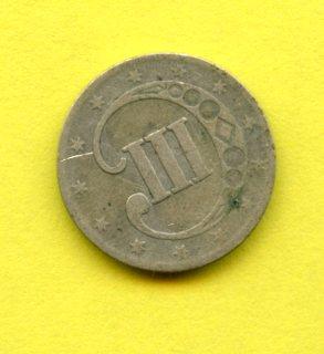 U.S.A. United States of America Three Cents Coin Dated 1864
