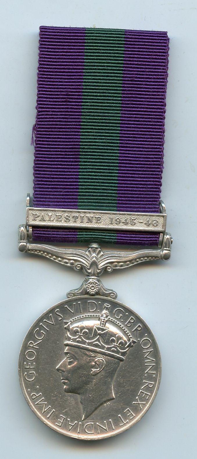 General Service Medal 1918-62 : Palestine 1945-48 To Driver T West, Royal army Service Corps