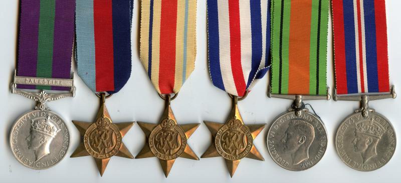 General Service Medal 1918-62 : Palestine & WW2 Medal Group  To Gnr H Pindar, R.A ( From Grimsby)