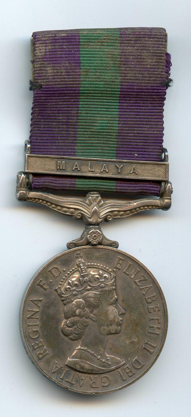 General Service Medal 1918-62 : 1 Clasp; Malaya To Pte E Shone, South Wales Borderers