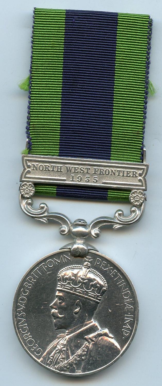 India General Service Medal 1908-35  North West Frontier 1935 To Sepoy Waryam, Singh, 2-  Duke of Wellingtons Regiment