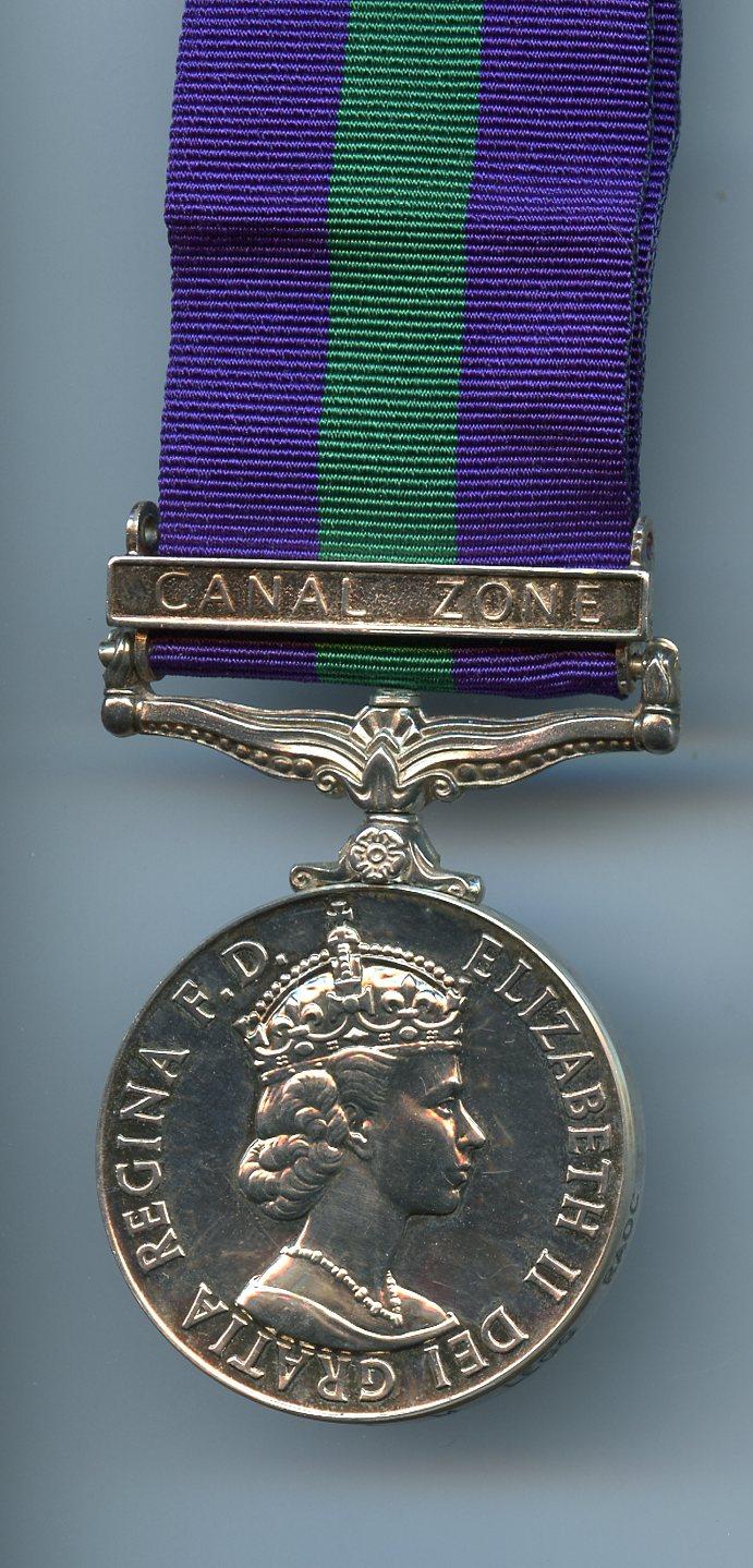 General Service Medal 1918-62 :  1 Clasp Canal Zone To Pte G A M Legg, Royal army Ordnance Corps