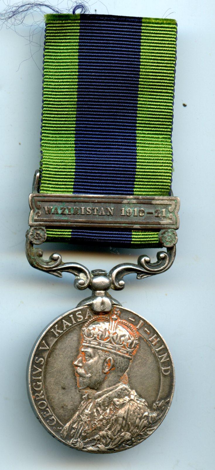 India General Service Medal 1908-35 Clasp Waziristan 1919-21 To Barber  Ramrath,  2nd Battalion, Kumaon Rifles