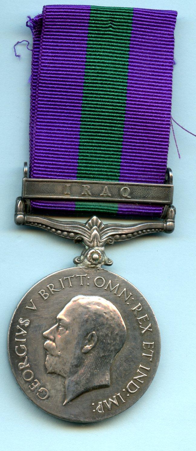 General Service Medal 1918-62 1 Clasp Iraq To Driver T Smith, Royal Artillery