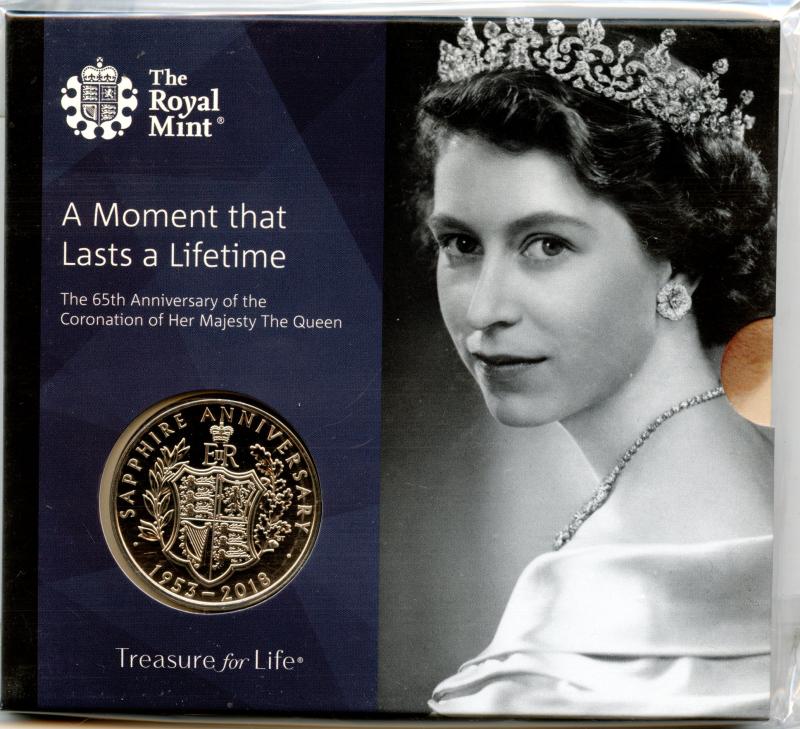 UK Royal Mint 2018 65th Anniversary of the Coronation Brilliant Uncirculated £5 Coin