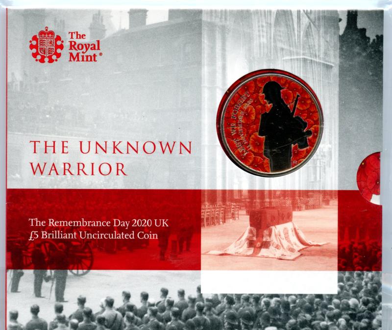 UK  2020  The Unknown Warrior Brilliant Uncirculated £5 Coin