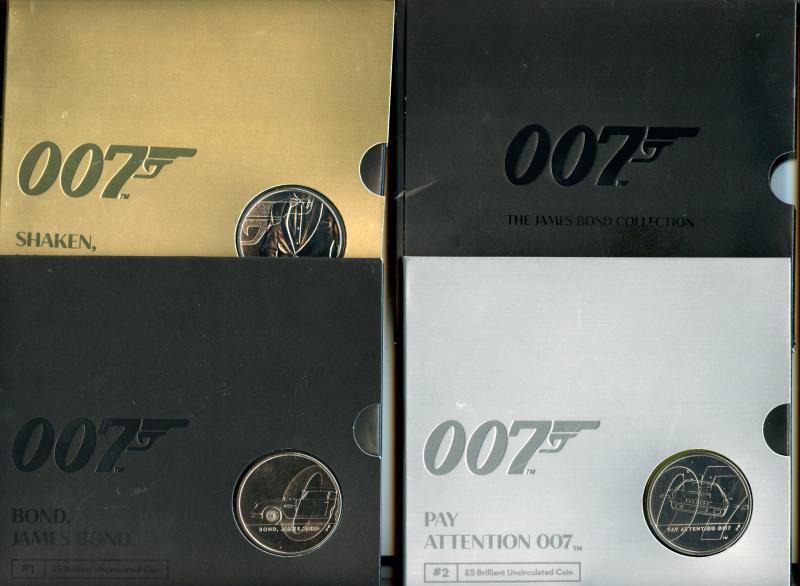 UK Royal Mint 2020   James Bond - Complete set of 3  Brilliant Uncirculated £5 coins
