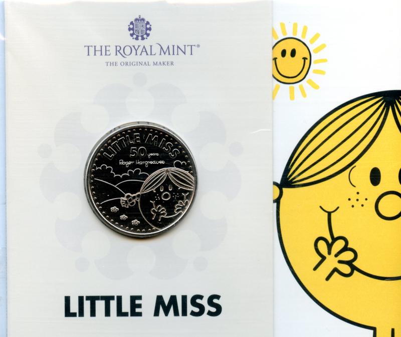 UK Royal Mint 2020 Mr Men 50 Years of Little Miss Brilliant Uncirculated £5 Coin