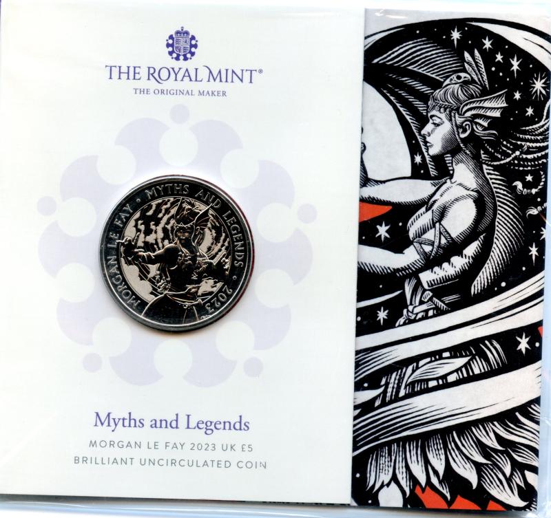 UK Royal Mint 2023 Myths and Legends Morgan Le Fay Brilliant Uncirculated £5 Coin