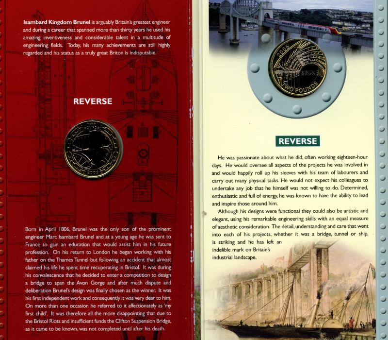 UK 2006 Brunel 1806-2006 Brilliant Uncirculated £2 Pound Coin Set