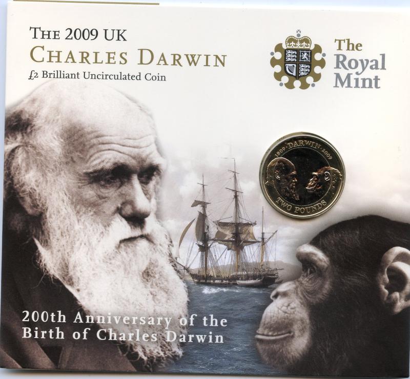 UK 2009 Brilliant Uncirculated  Charles Darwin Commemorative  £2 Coin