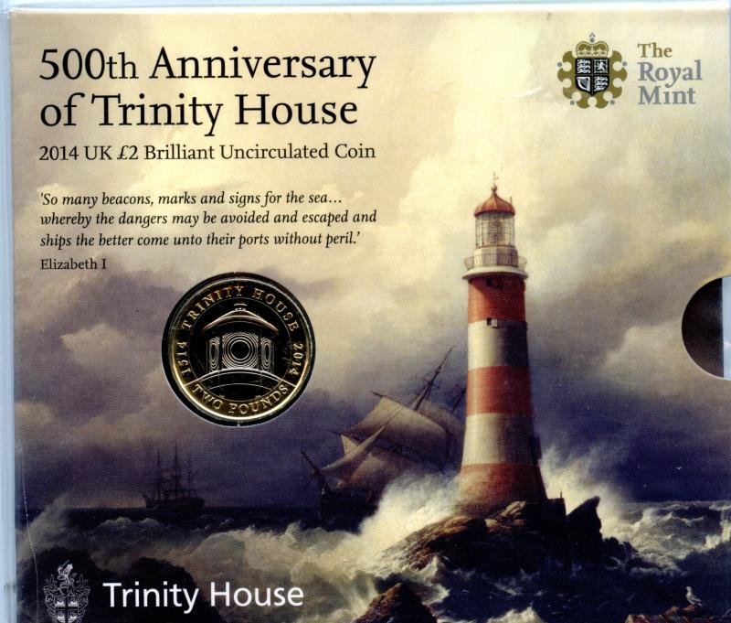 UK 2014 500th Anniversary of Trinity House Brilliant Uncirculated Royal Mint £2 Coin