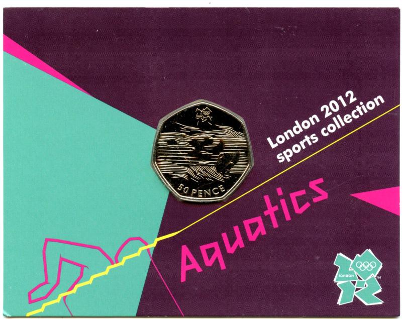 UK 2011   London 2012  Uncirculated  Olympic 50p 1/29 Aquatics
