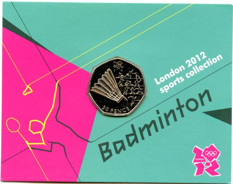UK 2011  London 2012 Uncirculated  Olympic 50p 4/29  Badminton