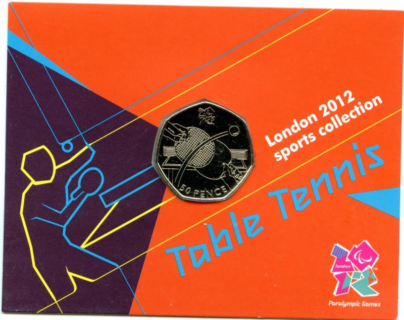 UK 2011  London 2012 Uncirculated  Olympic 50p 22/29 Table Tennis