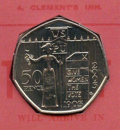 UK 2003 Suffragettes Brilliant Uncirculated 50 Pence Coin