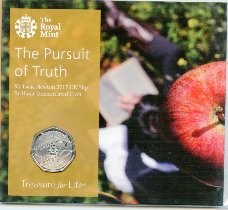 UK 2017 Sir Isaac Newton Brilliant Uncirculated 50 Pence Coin