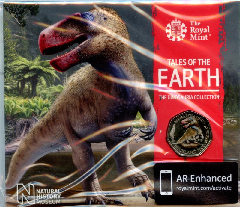 UK 2020 The Dinosauria Collection Megalosaurus  Coloured  Brilliant Uncirculated 50 Pence Coin