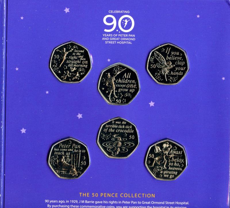 Isle of Man Peter Pan Brilliant Uncirculated 50 Pence Collection