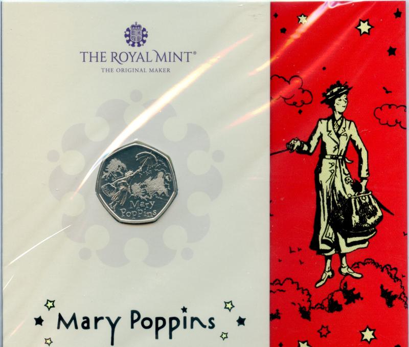 UK Royal Mint 2025 Mary Poppins Brilliant Uncirculated 50 Pence Coin