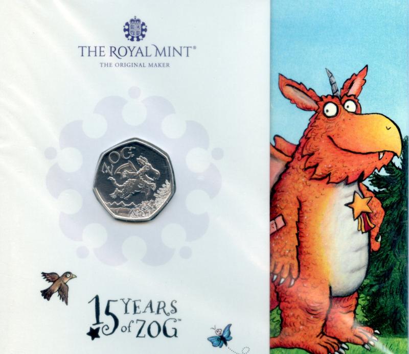 UK Royal Mint 2025 15 Years of Zog Brilliant Uncirculated 50 Pence Coin