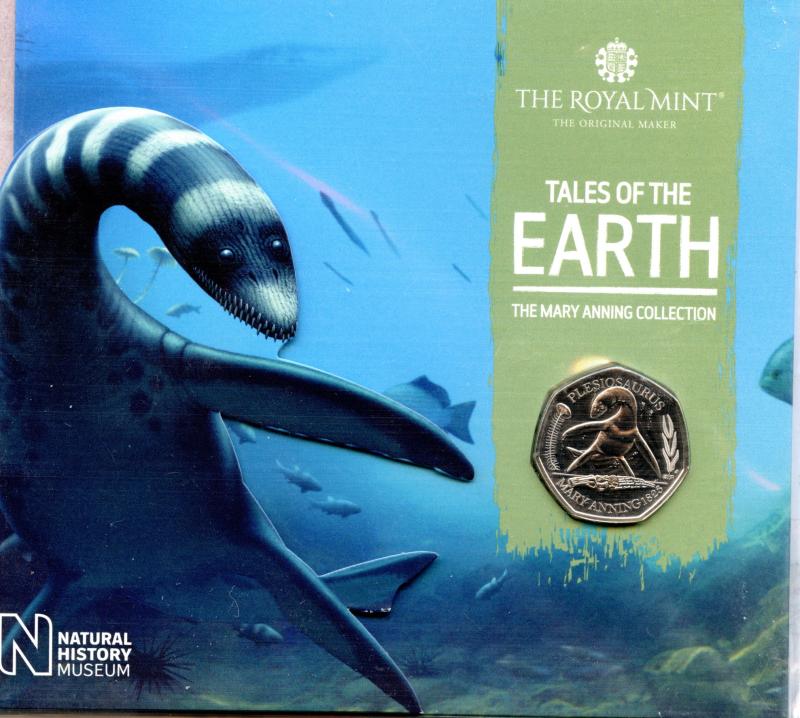 UK 2019 Tales of Earth Mary Anning Collection Plesiosaurus Brilliant Uncirculated 50 Pence Coin