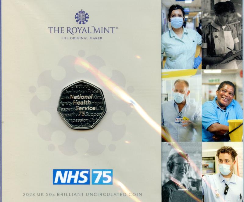 UK 2023 75 Years of the NHS Anniversary  Coin Brilliant Uncirculated 50 Pence Coin