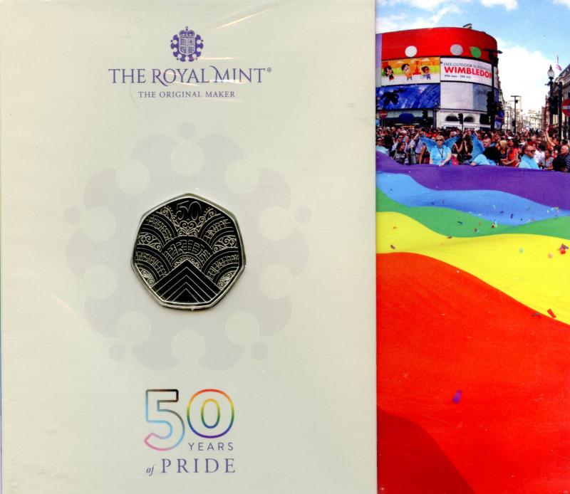 UK 2022 50 Years of Pride Brilliant Uncirculated 50 Pence Coin