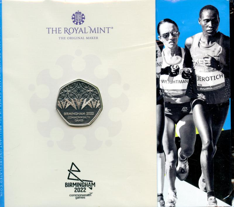 UK 2022 Birmingham Commonwealth Games Brilliant Uncirculated 50 Pence Coin