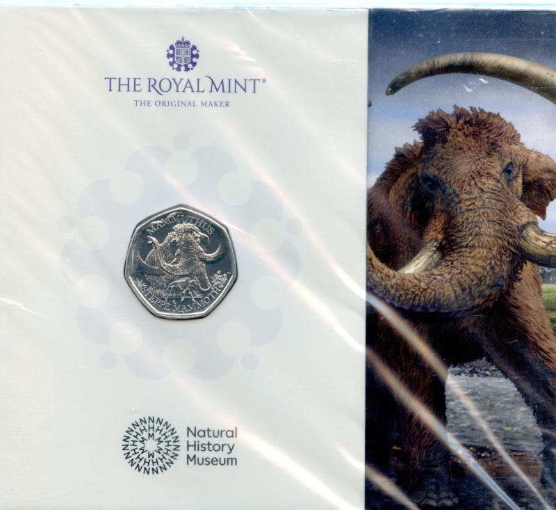 UK 2024 Natural History Museum  Steppe Mammouth Brilliant Uncirculated 50 Pence Coin