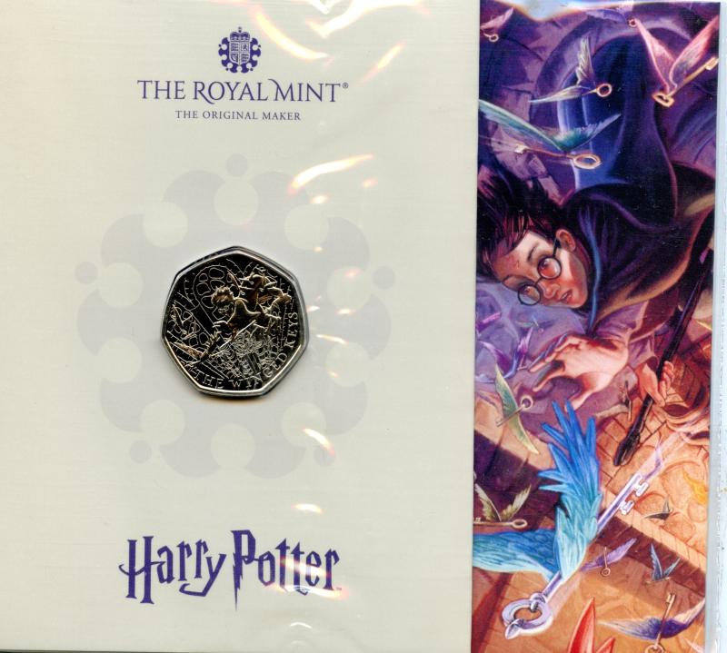 UK 2024 Harry Potter The Winged Keys Brilliant Uncirculated 50 Pence Coin