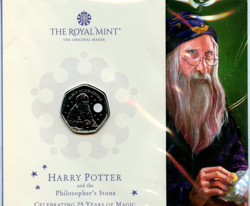 UK 2024 Harry Potter Professor Dumbledore Brilliant Uncirculated 50 Pence Coin
