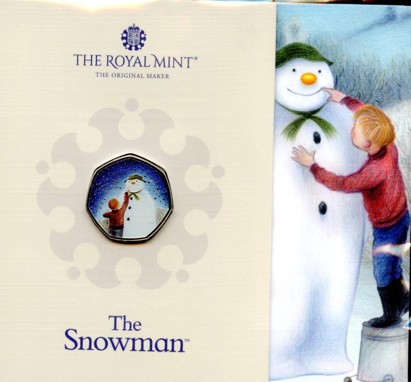 UK 2021 The Snowman Brilliant Uncirculated Coloured 50 Pence Coin