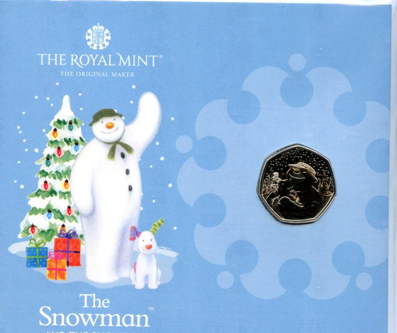 UK 2022 The Snowman and the Snowdog Brilliant Uncirculated 50 Pence Coin