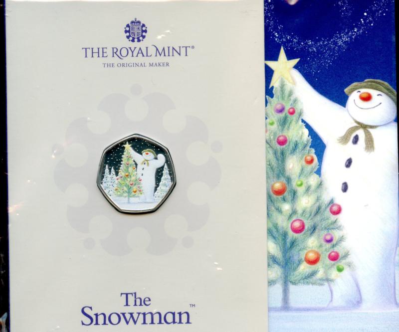 UK 2024 The Snowman Brilliant Uncirculated Coloured 50 Pence Coin