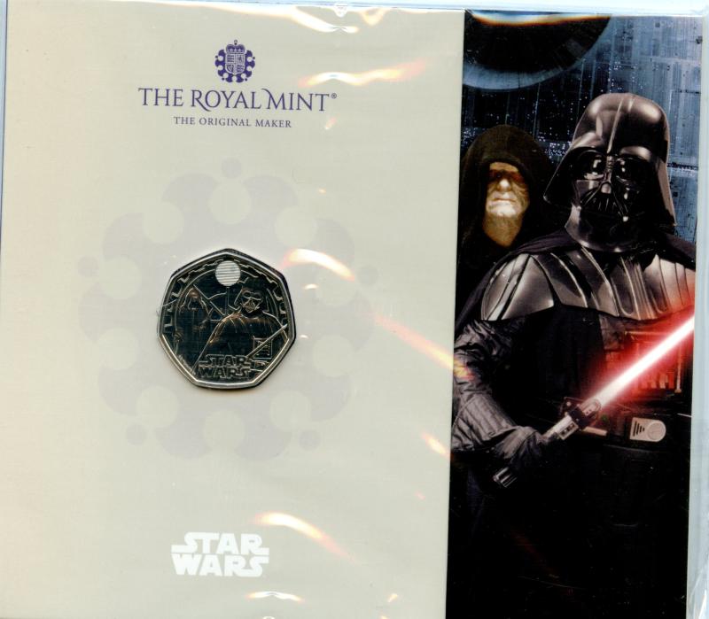 UK 2023 Star Wars Enter The Dark Side  Darth Vader Brilliant Uncirculated  50 Pence Coin