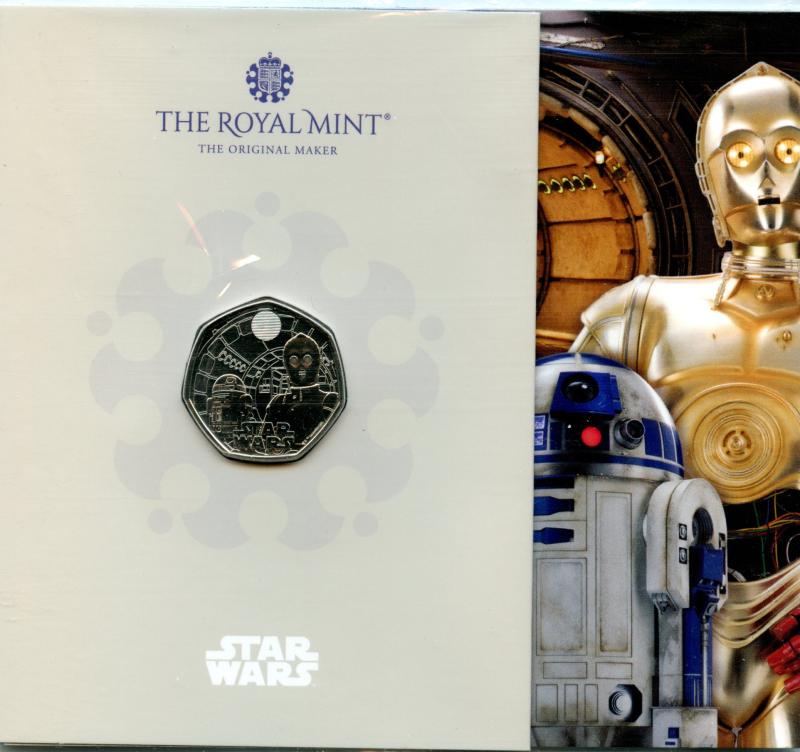 UK 2023 Star Wars R-2 D2 & C-3 PO Brilliant Uncirculated  50 Pence Coin