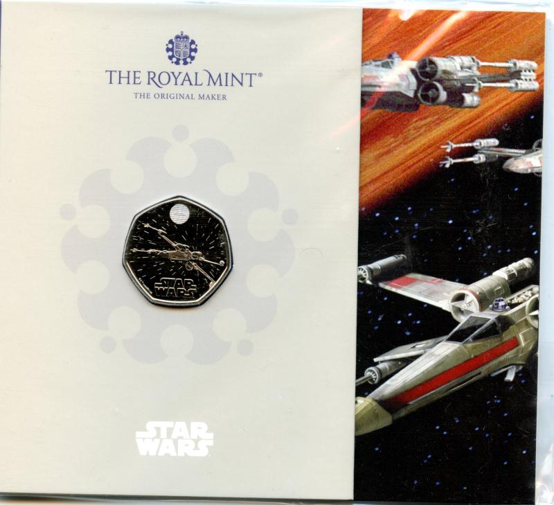 UK 2024 Star Wars Legendary Starfighter X- Wing Brilliant Uncirculated  50 Pence Coin