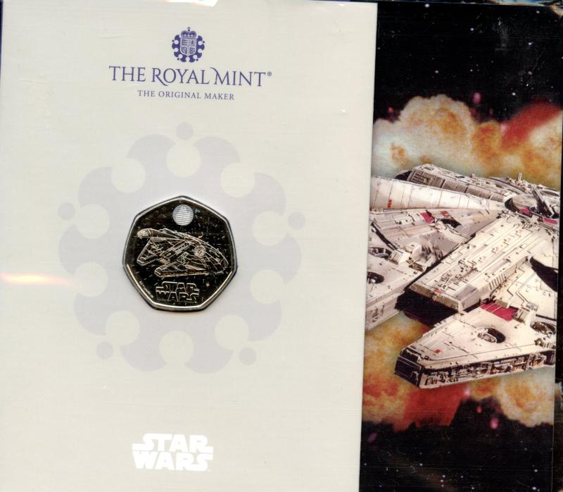 UK 2024 Star Wars The Millennium Falcon Brilliant Uncirculated  50 Pence Coin