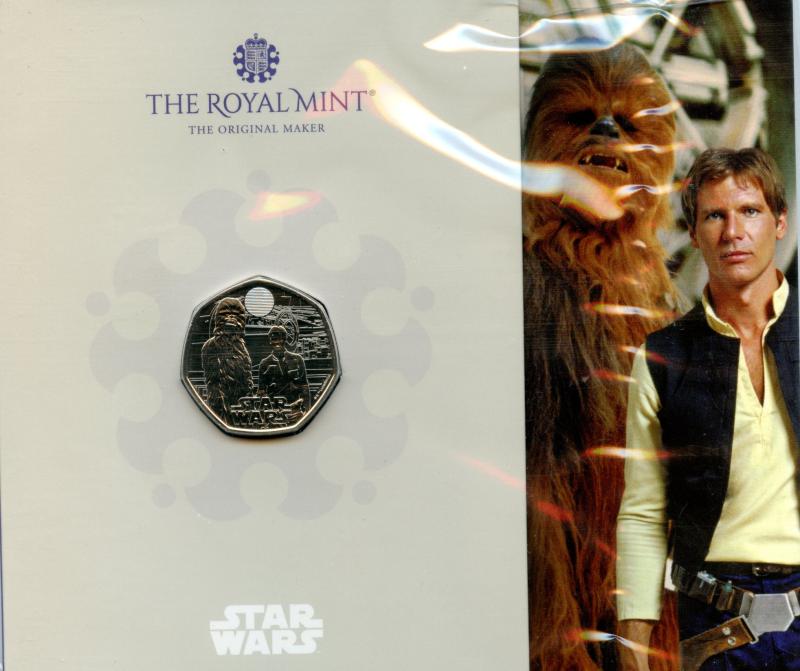 UK 2024 Star Wars Hans Solo & Chewbacca Brilliant Uncirculated  50 Pence Coin
