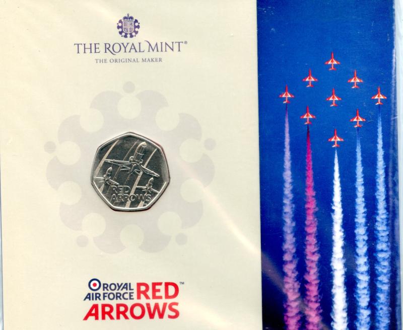UK 2025 Red Arrows Brilliant Uncirculated  50 Pence Coin