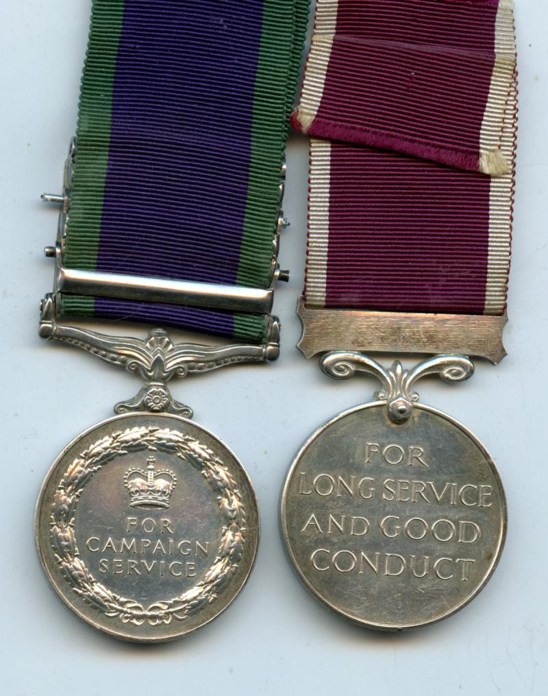 3 Clasps CSM Radfan S. Arabia, N Ireland & Long Service Pair to Sgt D Fould, ACC Army Catering Corps