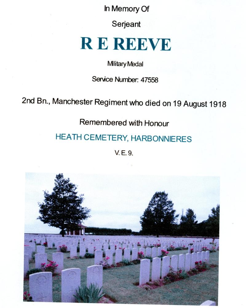 WW1 Military Medal Group To Sgt Reginald Ellwood Reeve, 2nd & 23rd Manchester Regiment, ( Killed in Action)