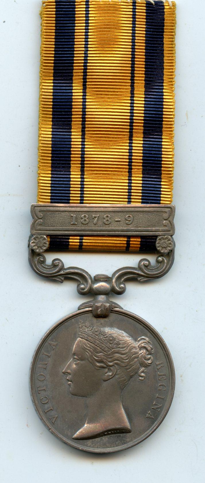 South Africa medal (Zulu war). Clasp 1878-79 to Surgeon Major J. Fitzmaurice, Army Medical Department