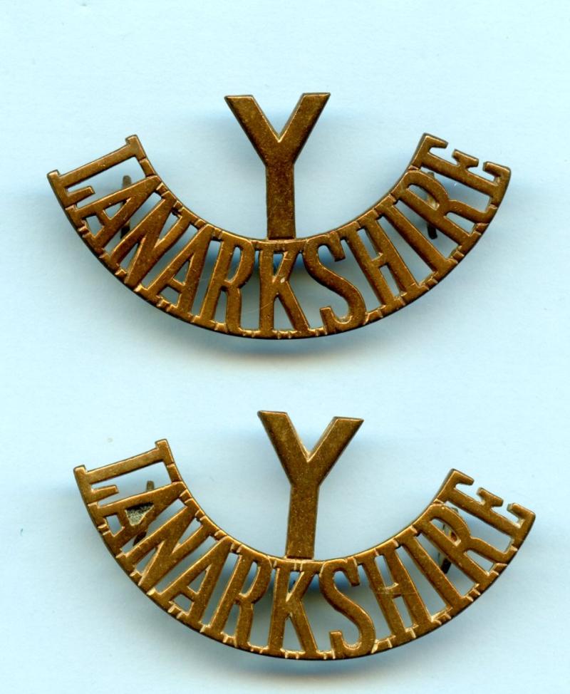 Pair of Brass Lanarkshire Yeomanry  Shoulder Titles